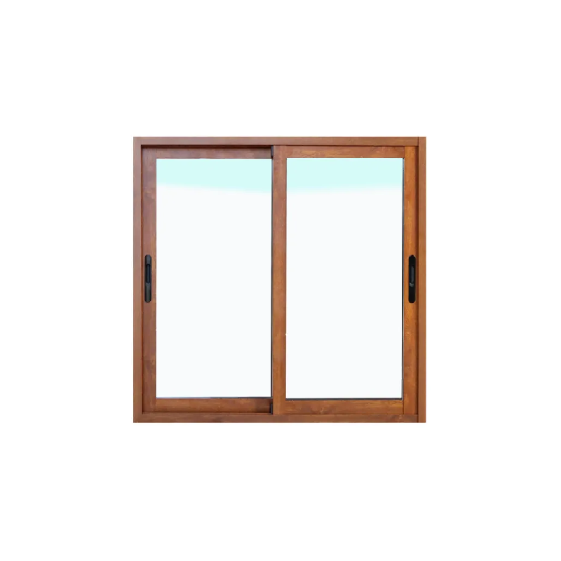 ventana de aluminio lacado nogal