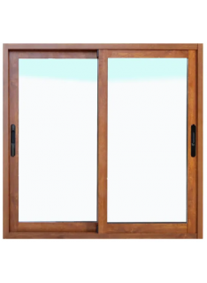 ventana de aluminio lacado nogal